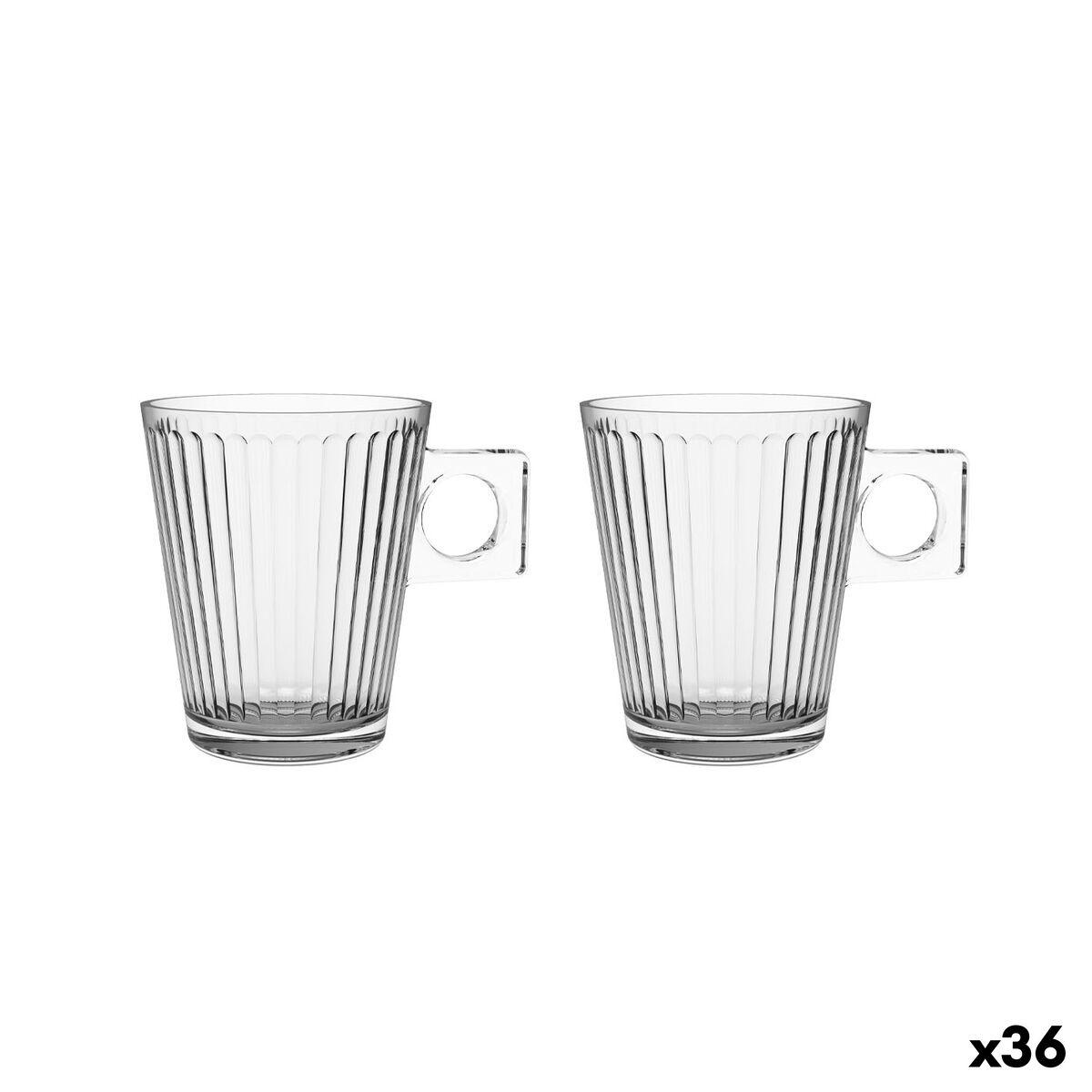 Juego de Tazas de Café La Mediterránea Lima lineal Transparente Vidrio 210 ml 2 Piezas (36 Unidades)