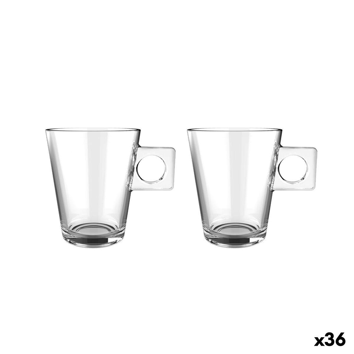 Juego de Tazas de Café La Mediterránea Lima liso Transparente Vidrio 210 ml 2 Piezas (36 Unidades)