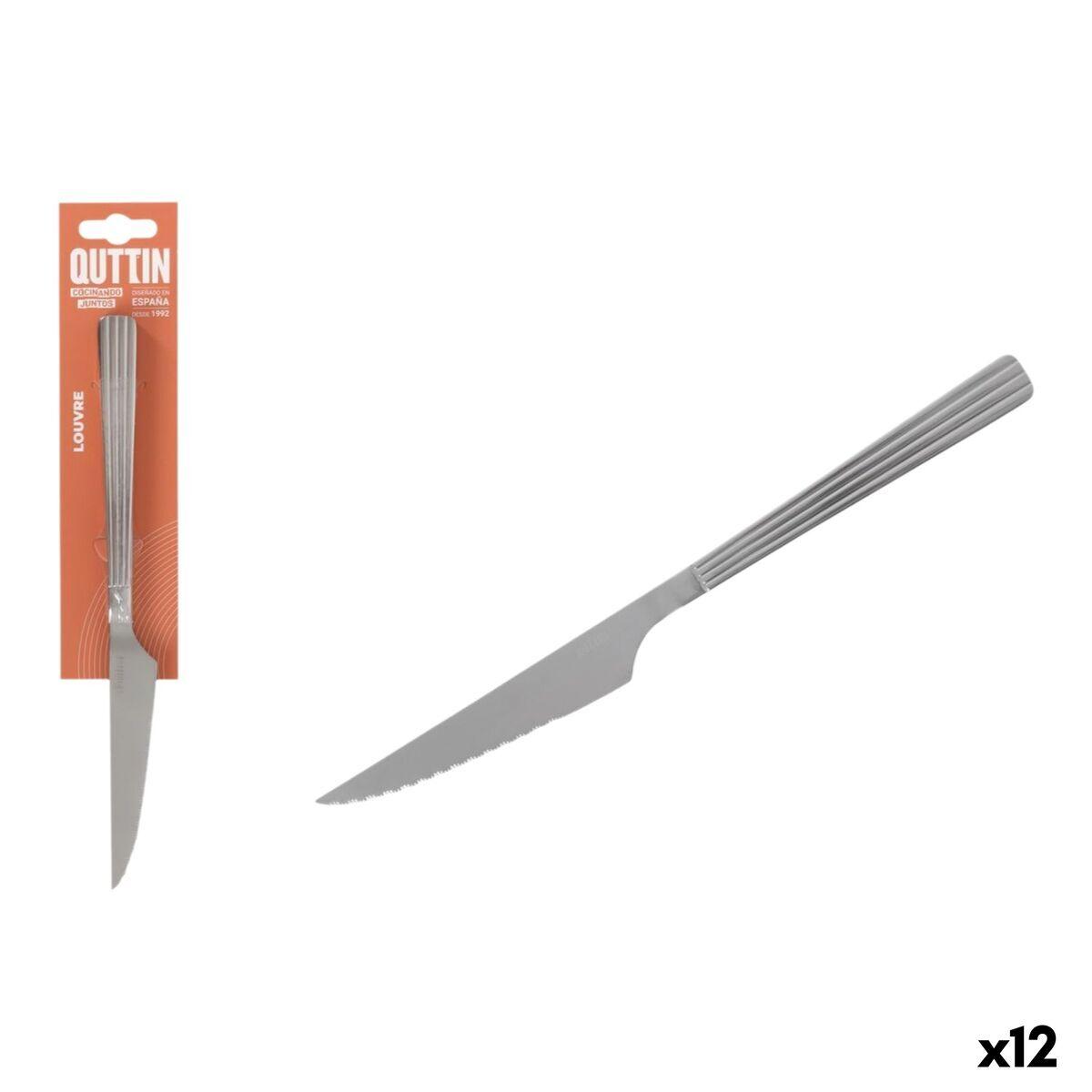 Set de Cuchillos para Carne Quttin LOUVRE Plateado 23,6 x 2 cm 2 Piezas (12 Unidades)