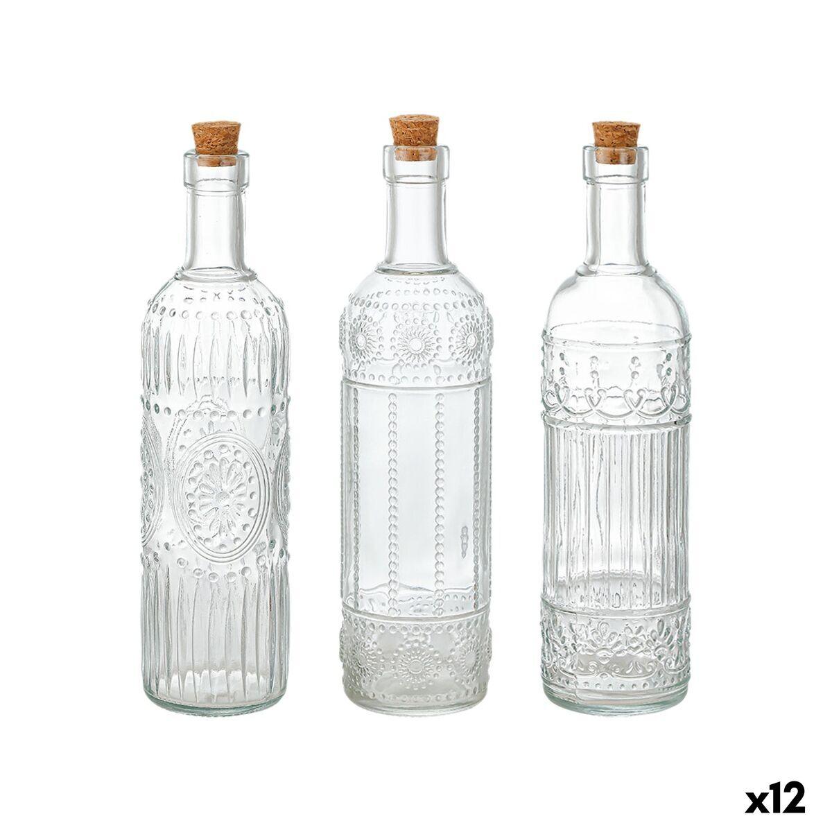 Botella de Cristal La Mediterránea Transparente Corcho Vidrio 1 L (12 Unidades)