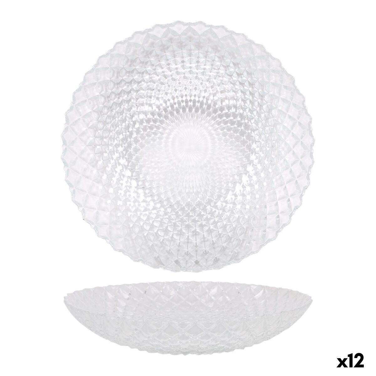 Plato Hondo La Mediterránea Diamond Transparente Vidrio Ø 20 cm (12 Unidades)