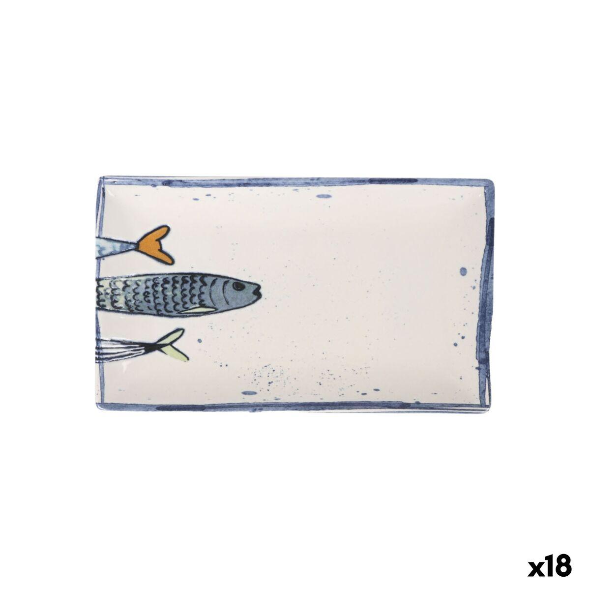 Fuente de Cocina La Mediterránea Peixe 2.0 Multicolor Cerámica Rectangular 25,3 x 15 x 2 cm (18 Unidades)