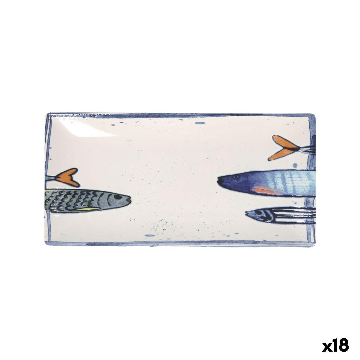 Fuente de Cocina La Mediterránea Peixe 2.0 Multicolor Cerámica Rectangular 30 x 15 x 2 cm (18 Unidades)