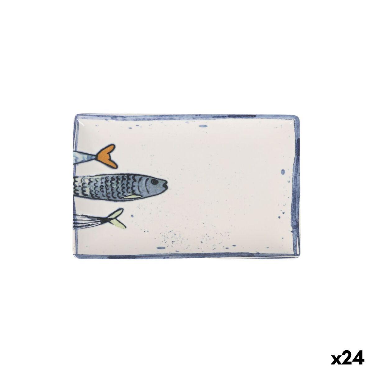 Bandeja de Aperitivos La Mediterránea Peixe 2.0 Multicolor Rectangular 20 x 13 x 2 cm Cerámica (24 Unidades)