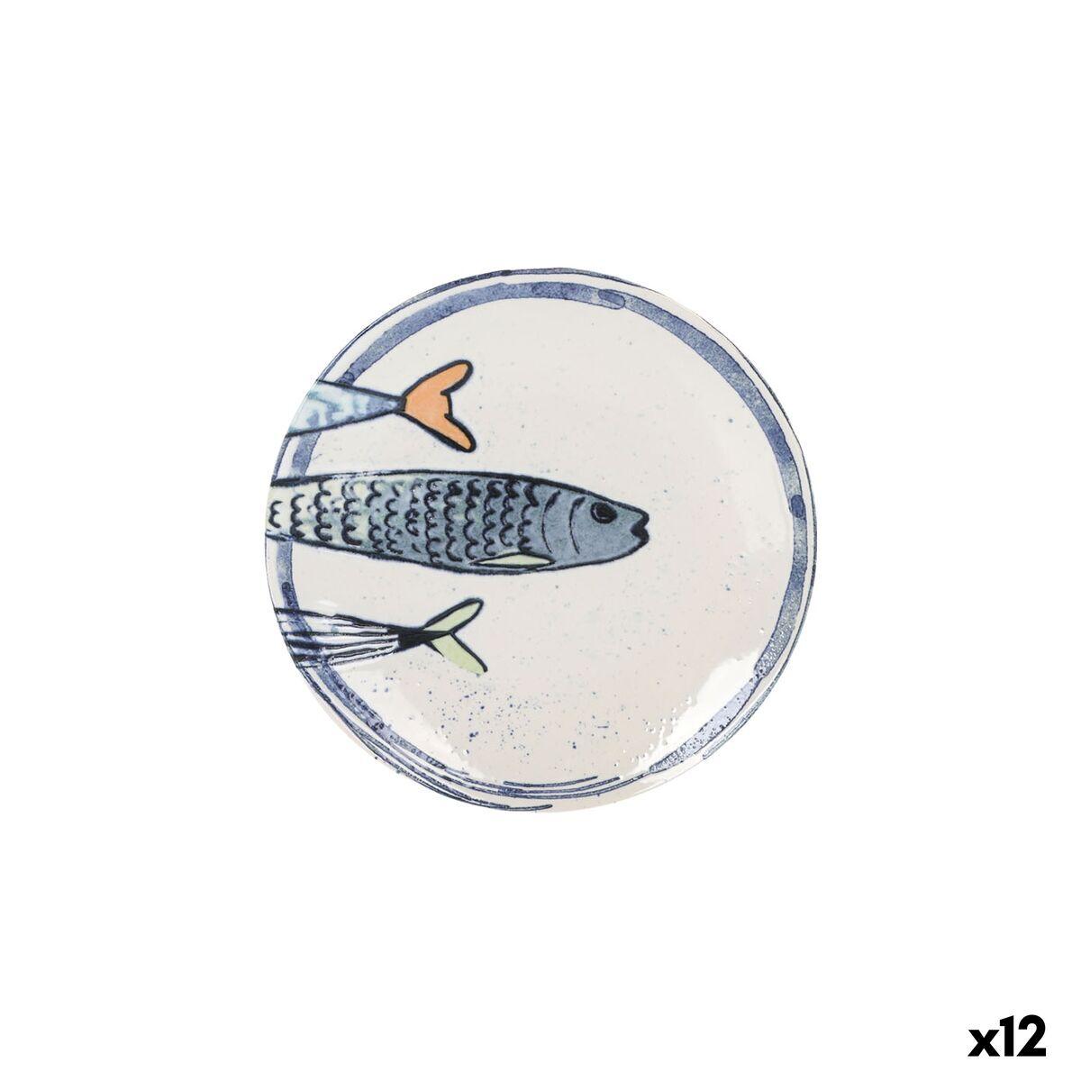 Plato de Postre La Mediterránea Peixe 2.0 Multicolor Cerámica Ø 20 cm (12 Unidades)