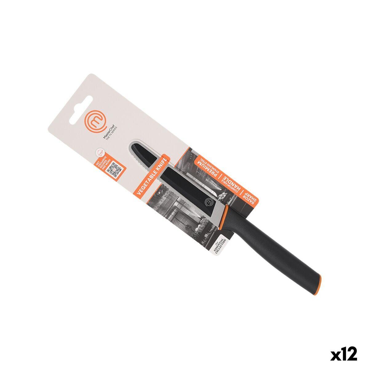 Cuchillo Pelador de Verduras MasterChef Negro Plateado Acero Inoxidable 11,5 cm (12 Unidades)