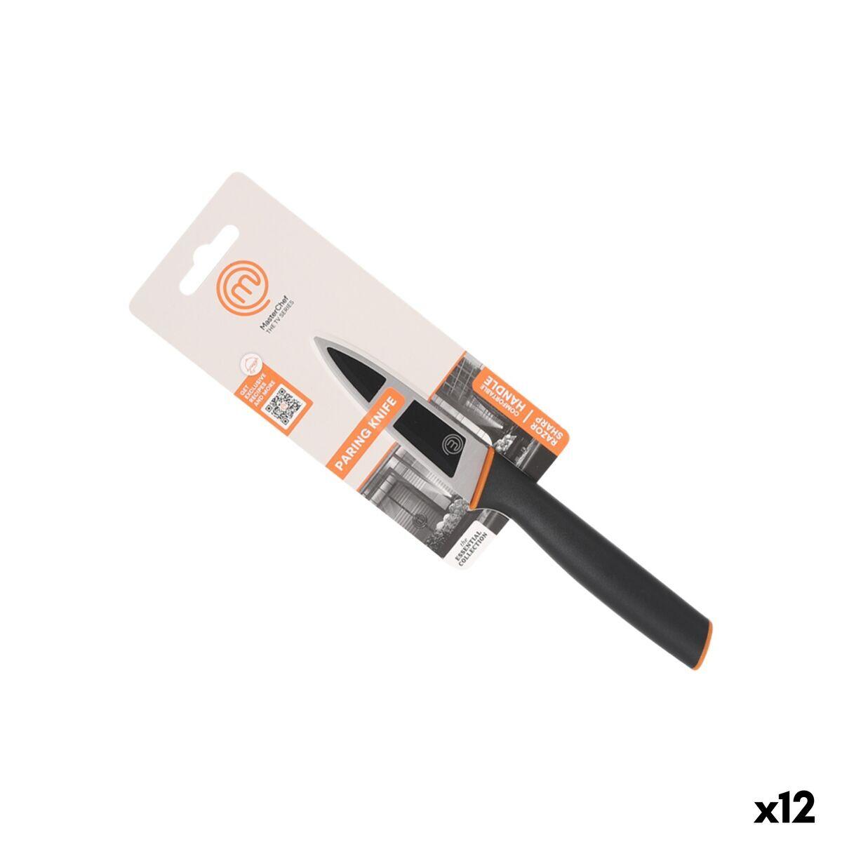 Cuchillo de Cocina MasterChef Negro Plateado Acero Inoxidable 9 cm (12 Unidades)