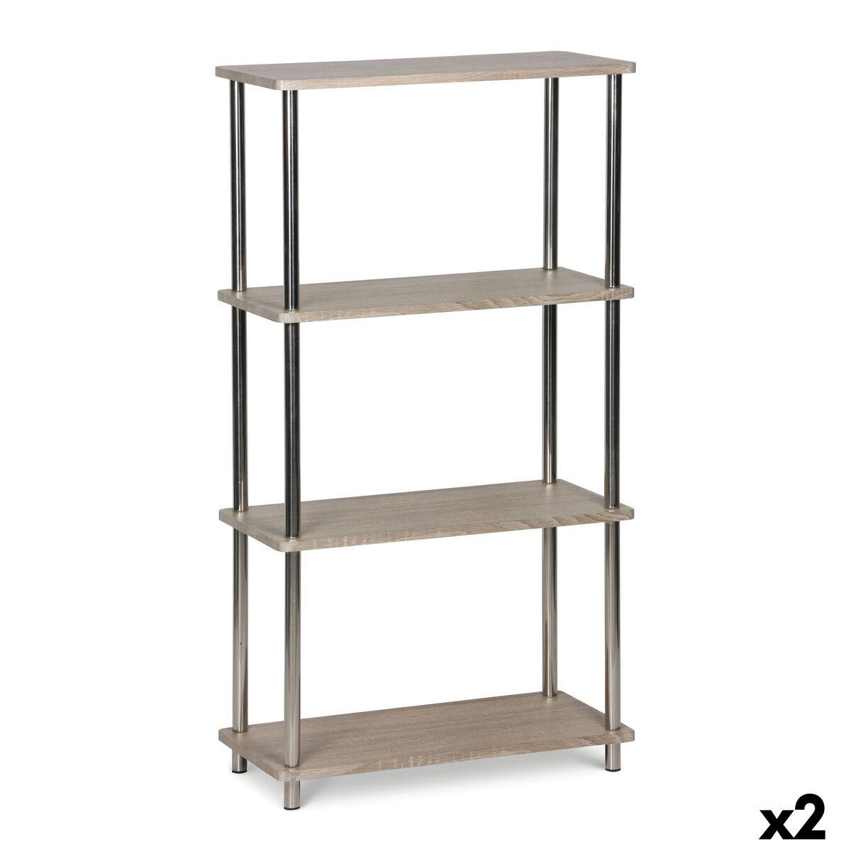Estantería MobleKit Marrón Plateado Madera Acero 60 x 29,5 x 112 cm (2 Unidades)