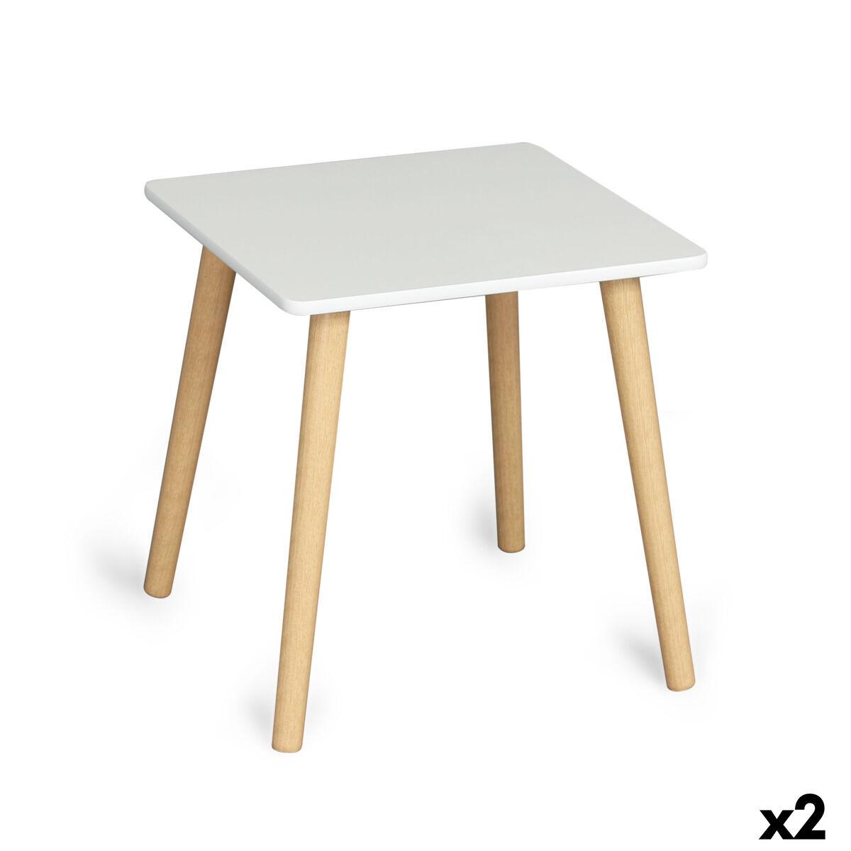 Mesa auxiliar MobleKit Blanco Marrón 40 x 40 x 40 cm (2 Unidades)