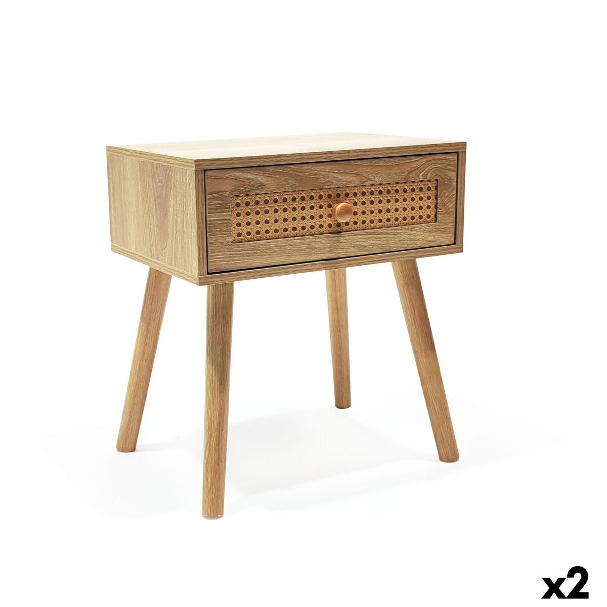 Mesita de Noche MobleKit Marrón 40 x 30 x 45 cm (2 Unidades)