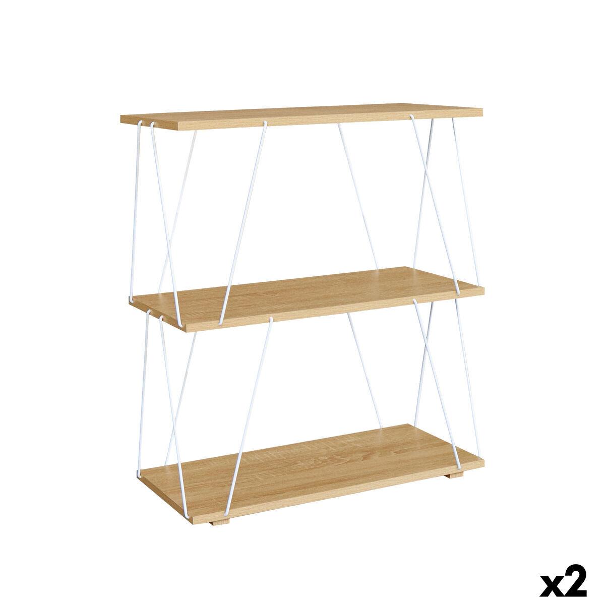 Estantería MobleKit Blanco Marrón Madera Metal 60 x 30 x 71,2 cm (2 Unidades)