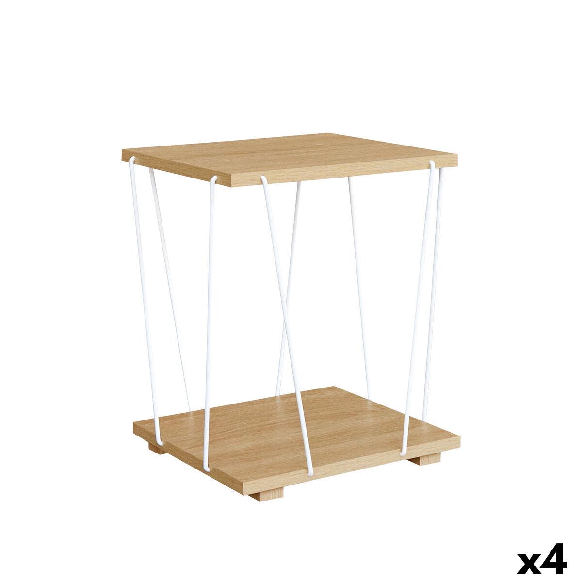 Mesa auxiliar MobleKit Blanco Marrón 31,8 x 31,8 x 38,5 cm (4 Unidades)