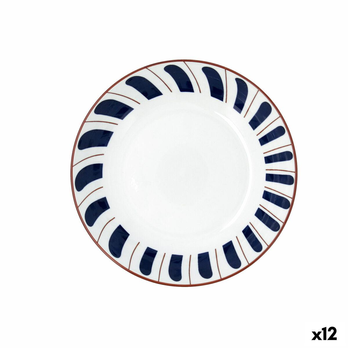 Plato Hondo Bidasoa Oceanika Azul Cerámica Ø 20 cm (12 Unidades)