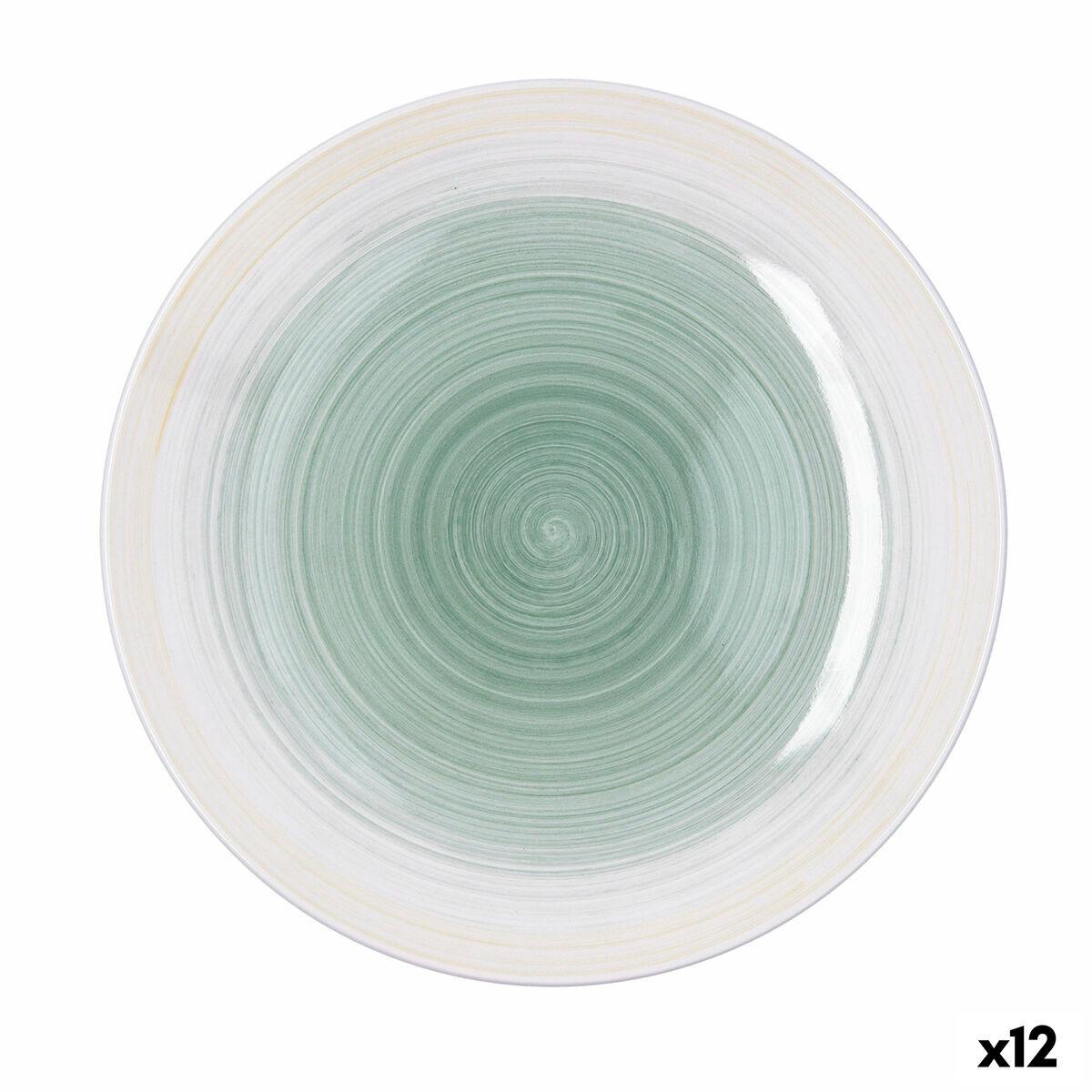 Plato Llano Quid Velvet Verde Cerámica Ø 27 cm (12 Unidades)