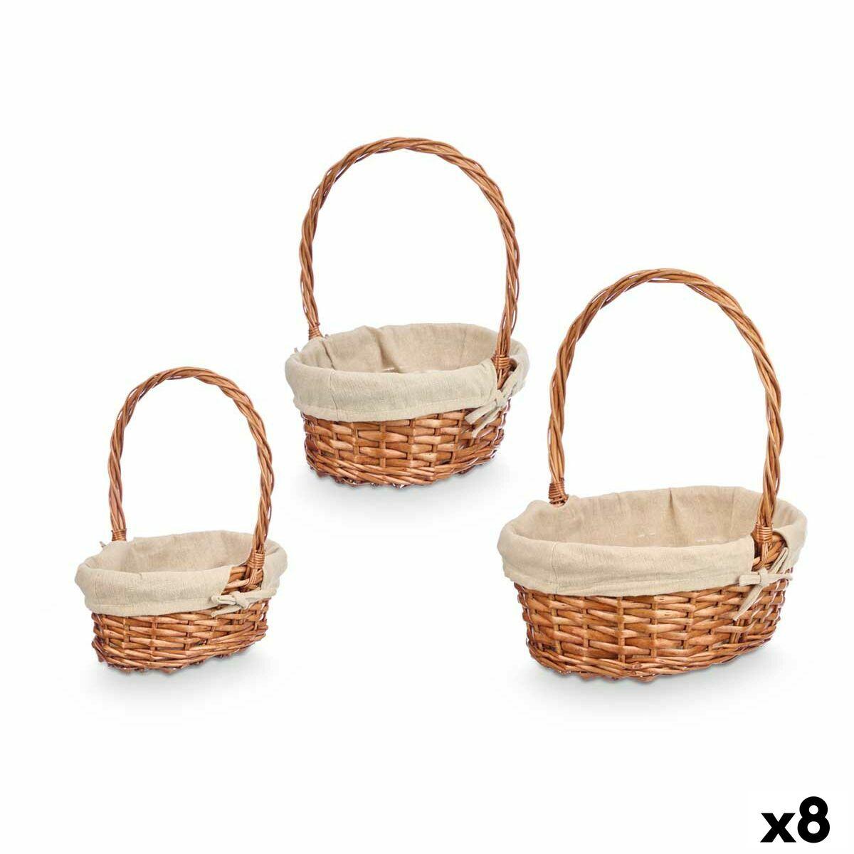 Juego de Cestos Kipit Poliéster Mimbre Tela 50 % algodón 34 x 39,5 x 30 cm 34 x 40 x 30 cm 3 Piezas