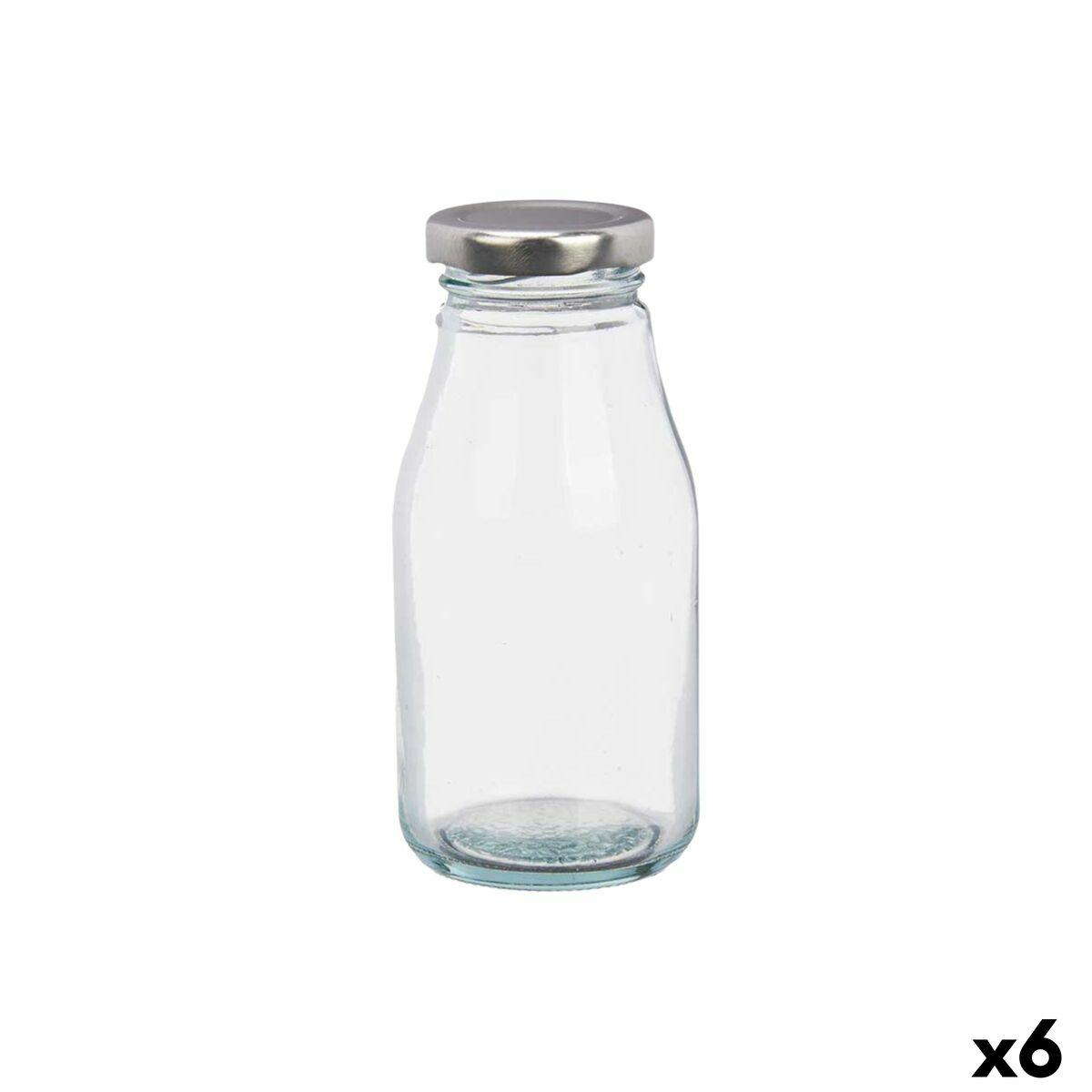 Botella de Cristal Vivalto Transparente Plateado PVC Metal Vidrio 250 ml (6 Unidades)