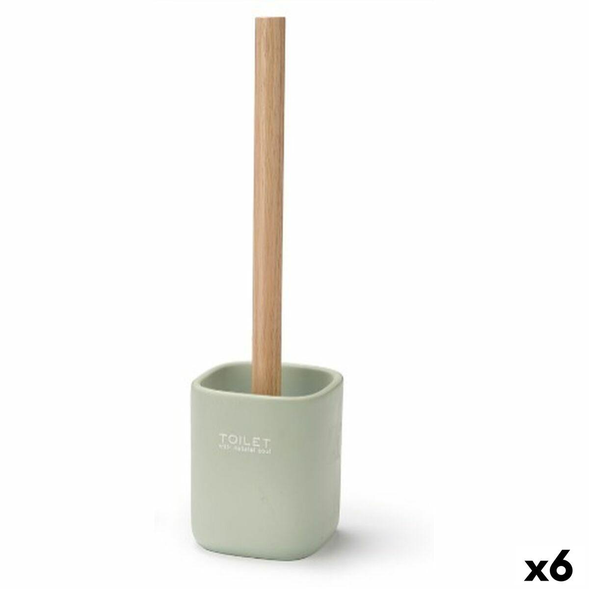 Escobilla para el Baño Berilo Blanco Verde Madera Poliresina 9,6 x 37 x 9,5 cm (6 Unidades)