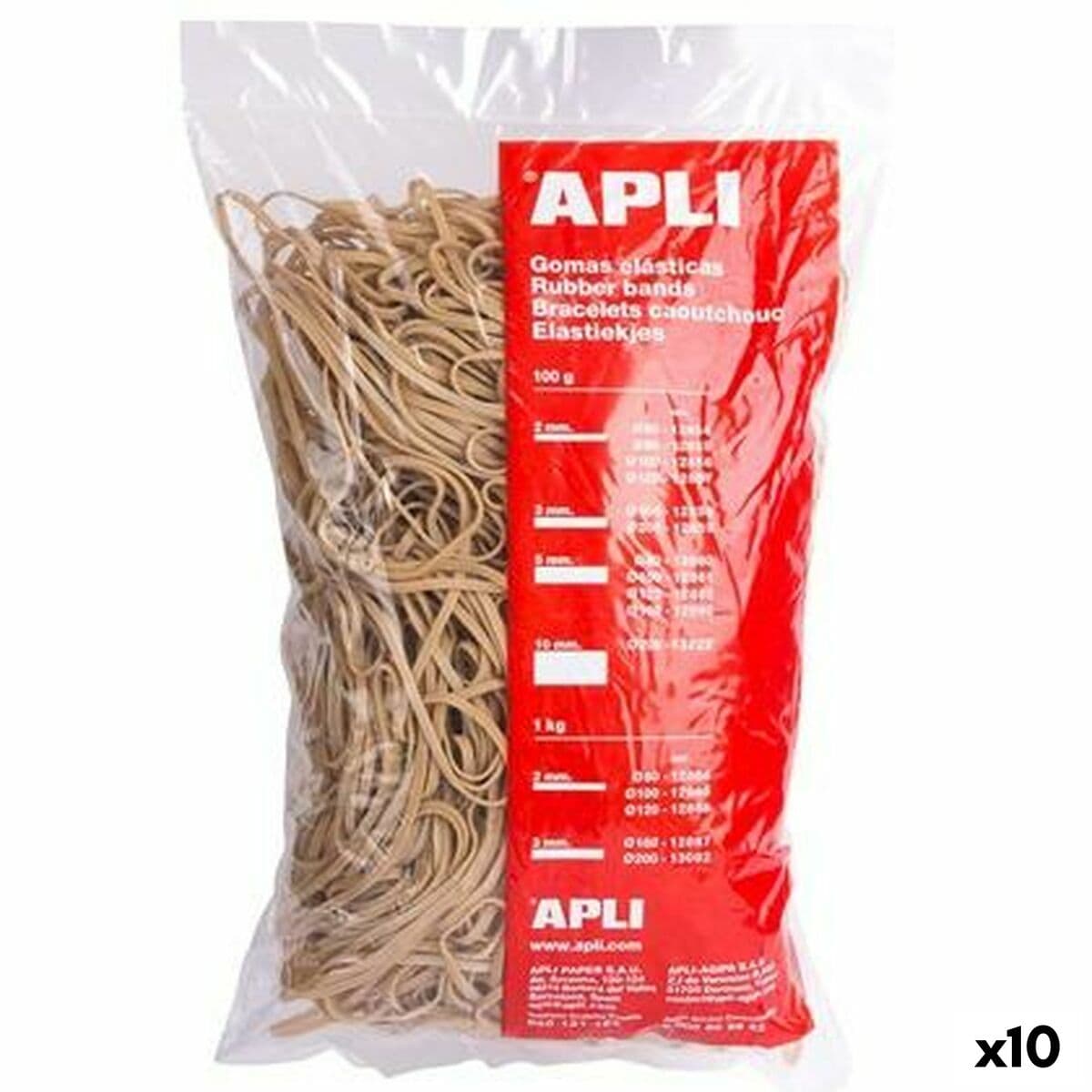 Gomas elásticas Apli Marrón 160 x 3 mm (10 Unidades)