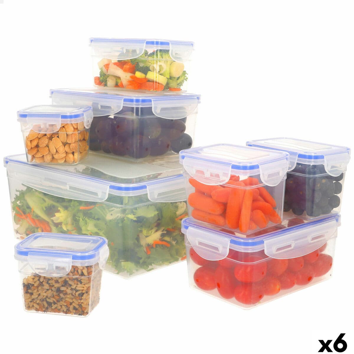 Set de Recipientes de Cocina Herméticos Apilables Max Home 27 x 12 x 20 cm 6 Unidades