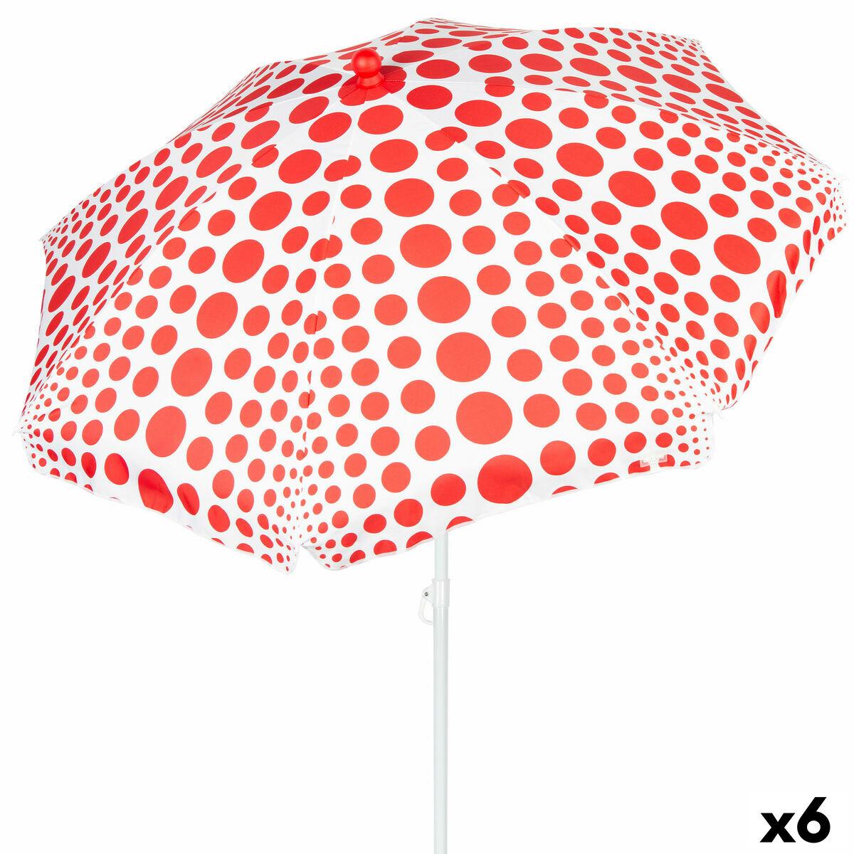 Sombrilla de playa Aktive Rojo 200 x 205 x 200 cm (6 Unidades)