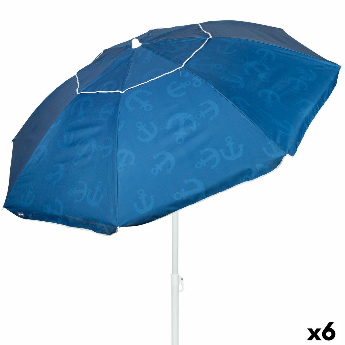 Sombrilla de playa Aktive Azul 220 x 210 x 220 cm (6 Unidades)