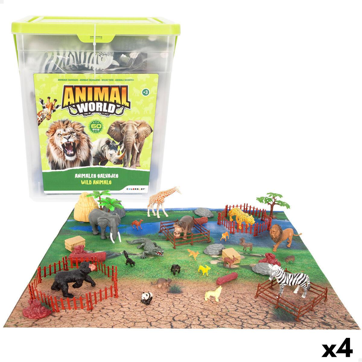 Set de Animales Salvajes Colorbaby Plástico 13 x 12 x 5 cm (4 Unidades)