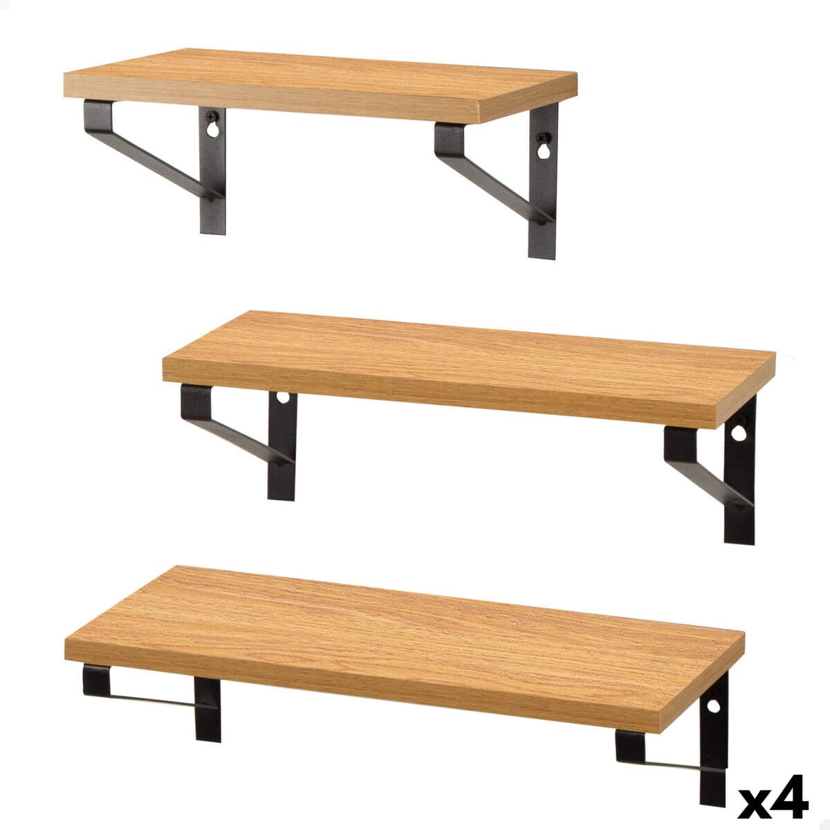 Estantes Max Home Hierro Madera MDF 42 X 12 X 16 CM (4 Unidades)