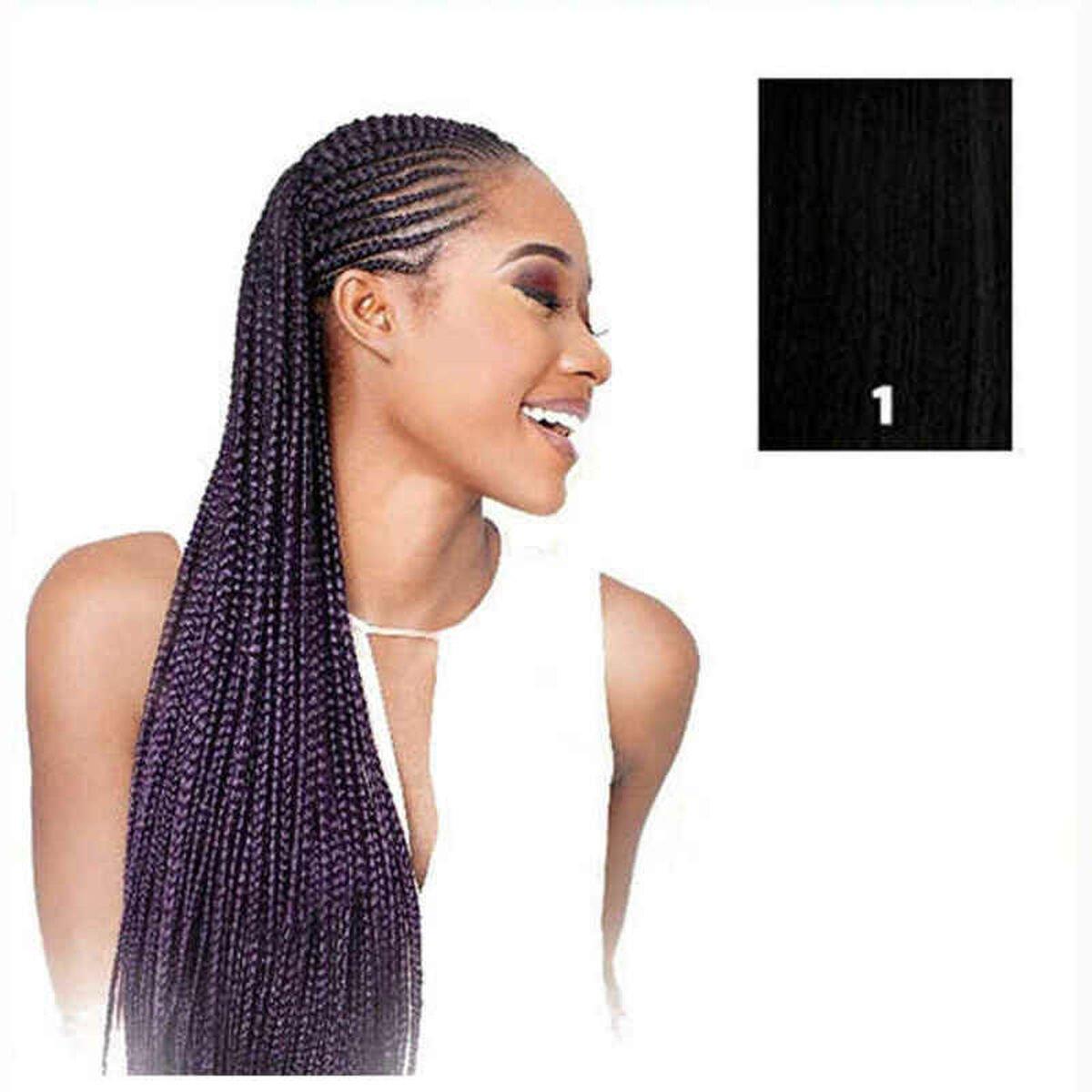 Extensiones para el Pelo X-Pression Negro Sintético 208,28 cm pelo sintetico Nº 1