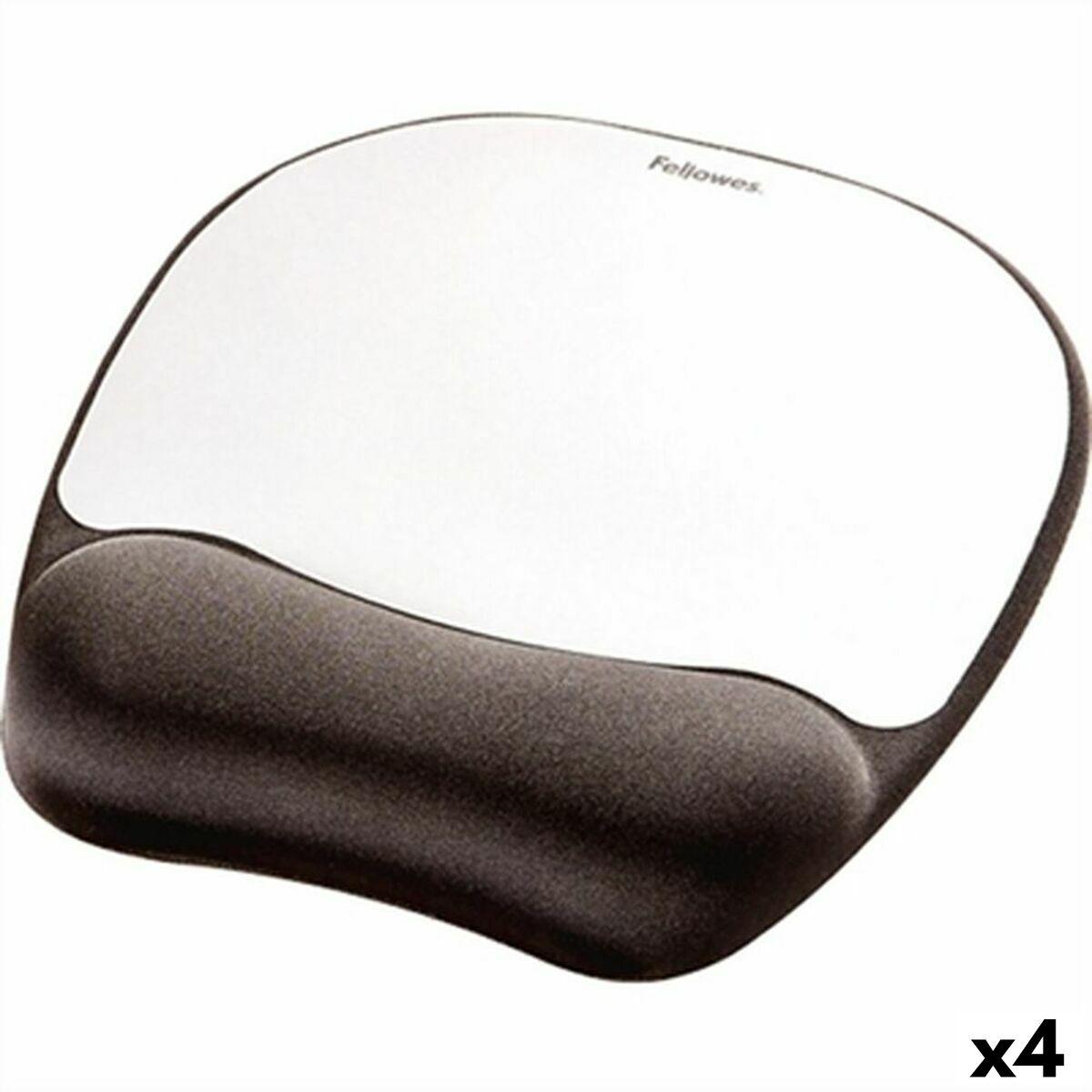 Alfombrilla con Reposamuñecas Fellowes Plateado Negro Tela Foam 4 Unidades (23 x 19,6 x 2 cm)
