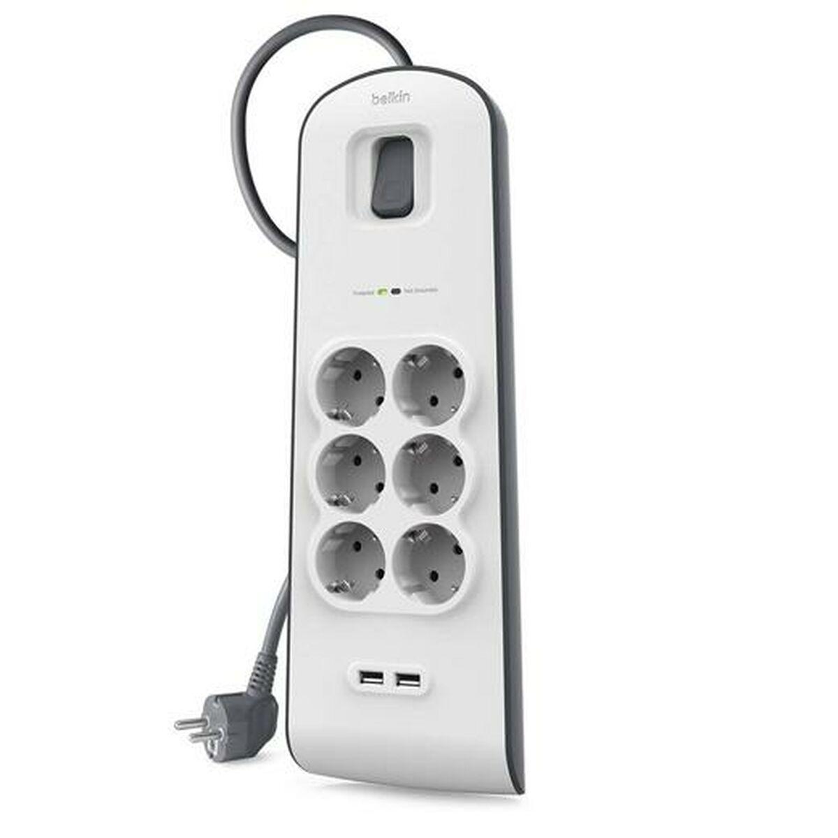 Regleta Enchufes 6 Tomas con Interruptor Belkin BSV604vf2M 2 m USB x 2