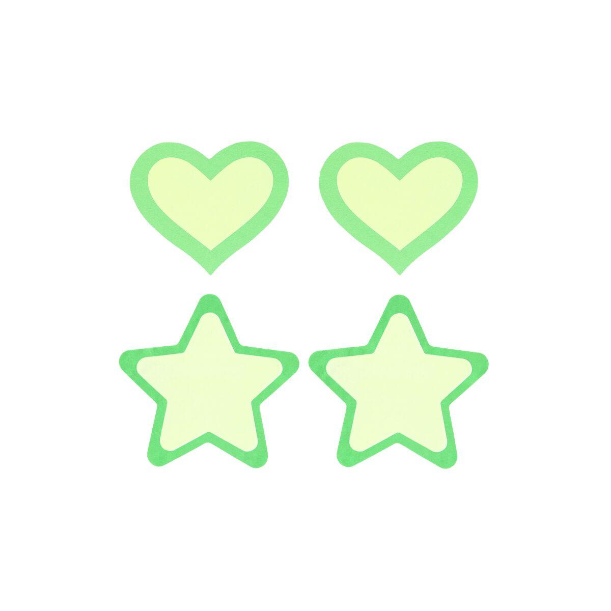 Pezoneras Peekaboo Verde Talla única Corazones Estrellas