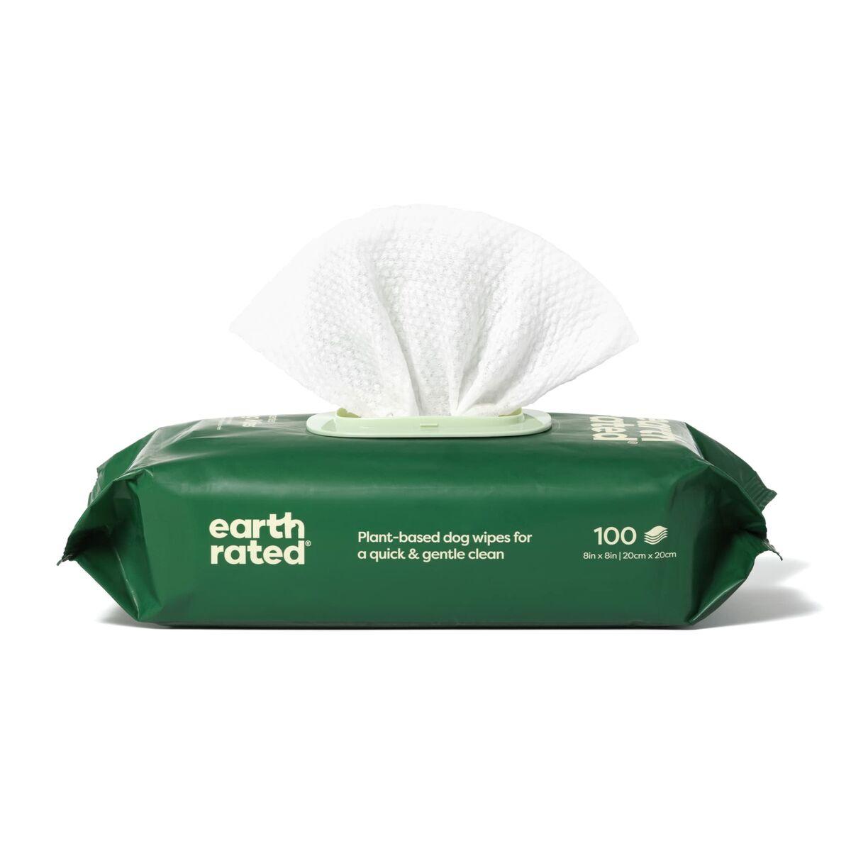 Toallitas Húmedas para Mascotas Earth Rated Sin perfume 100 Unidades