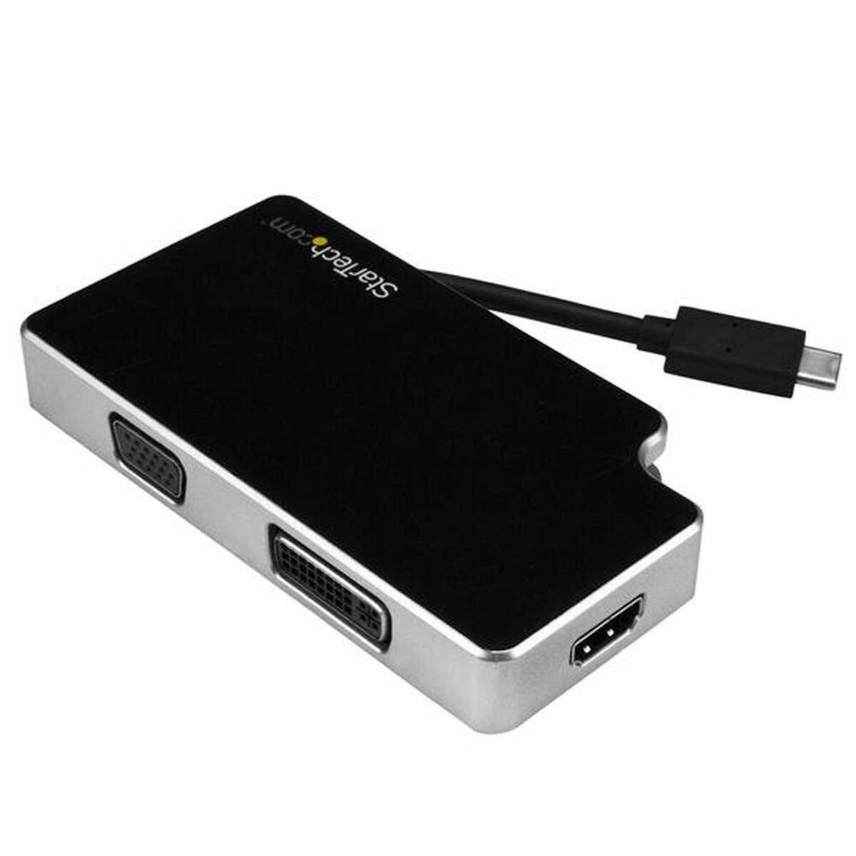 Adaptador USB C a VGA/HDMI/DVI Startech CDPVGDVHDB Plata