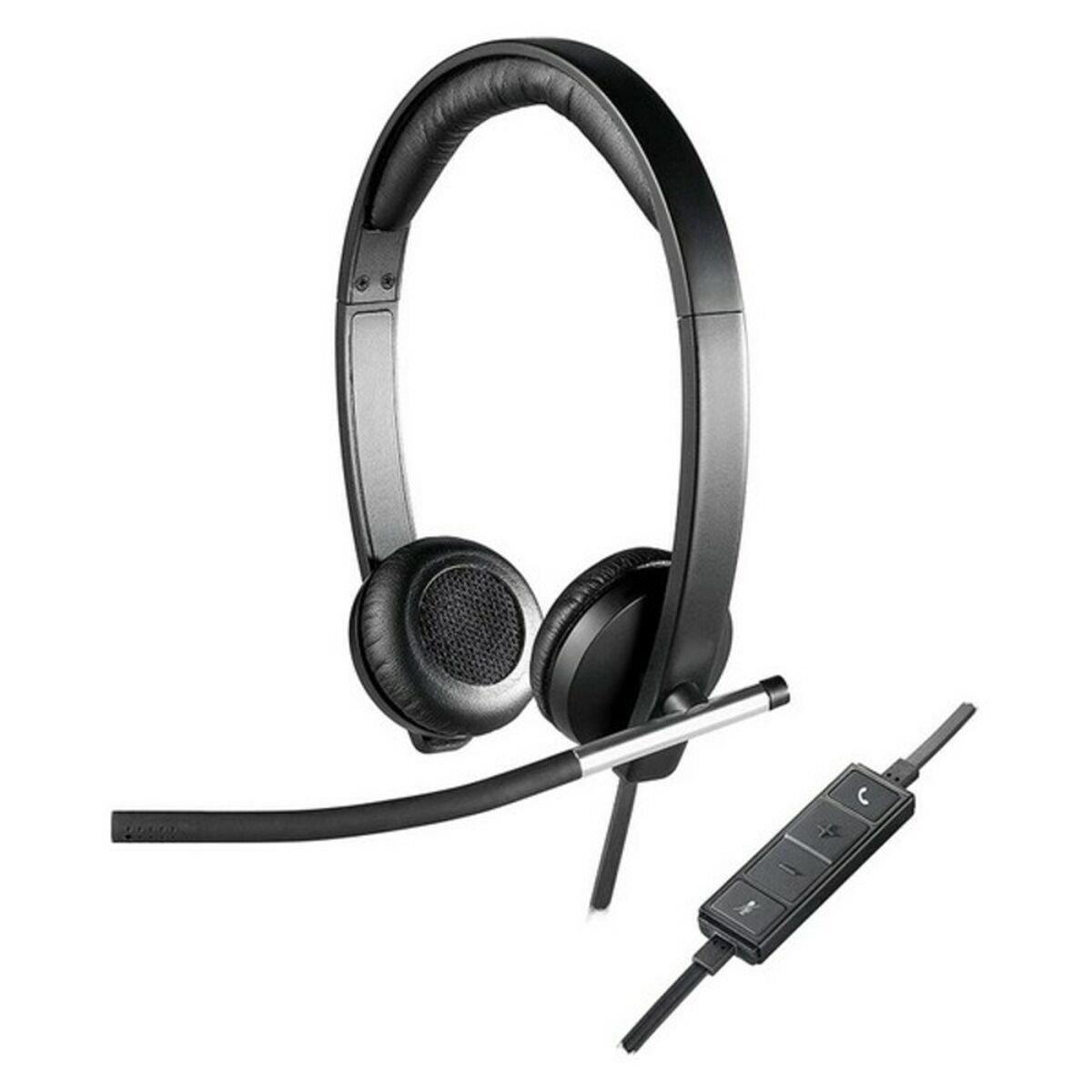 Auriculares con Micrófono Logitech H650E Negro Plateado