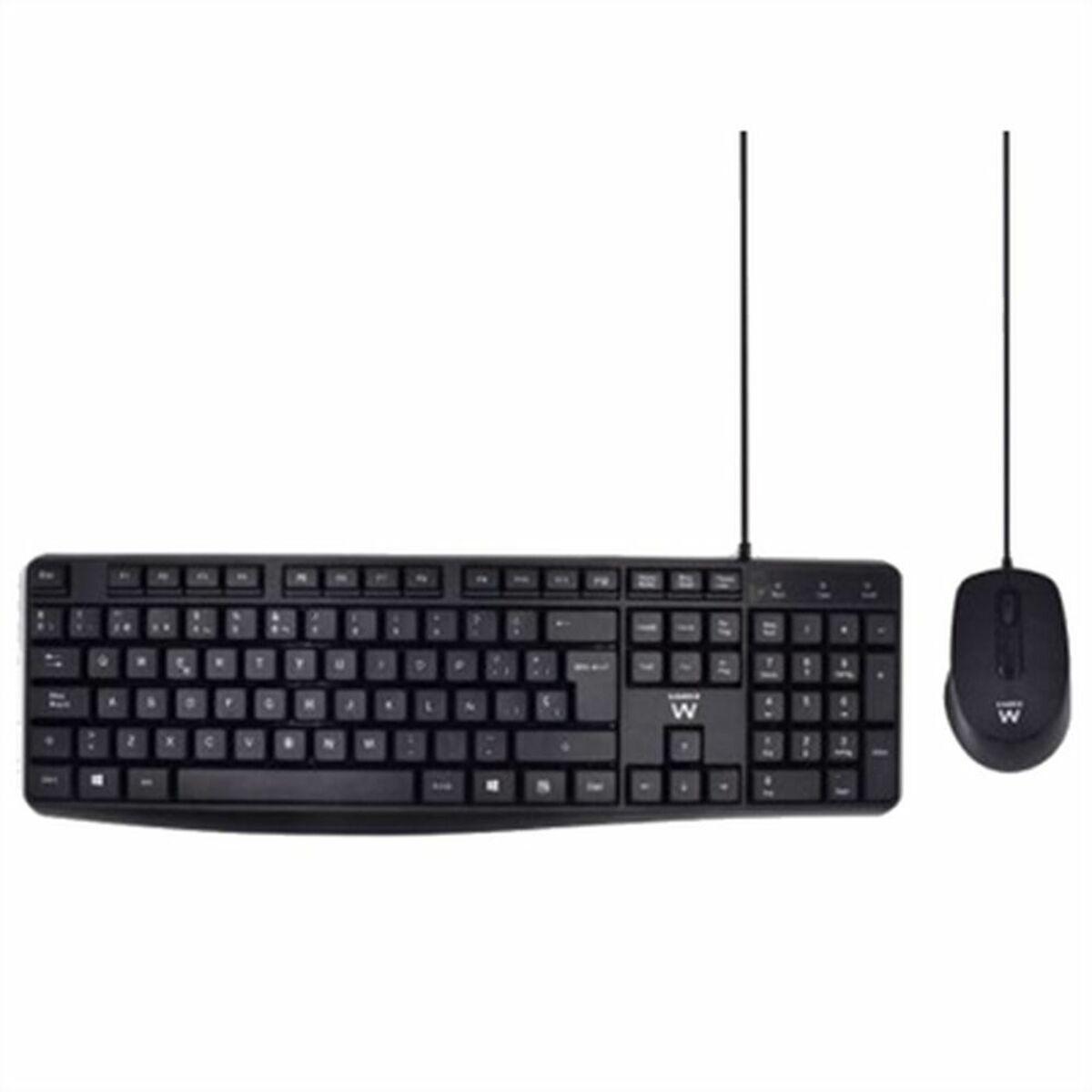 Teclado y Ratón Ewent EW3006 Negro Qwerty Español