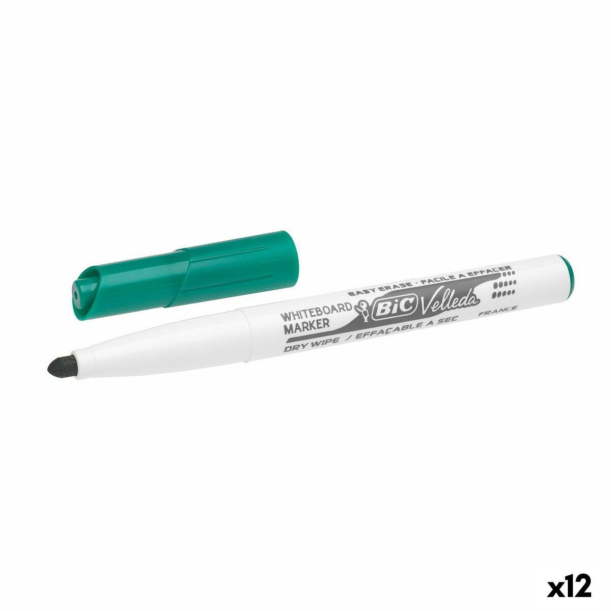 Rotulador para Pizarra Bic Pocket 1741 Verde Pizarra blanca Redonda (12 Unidades)