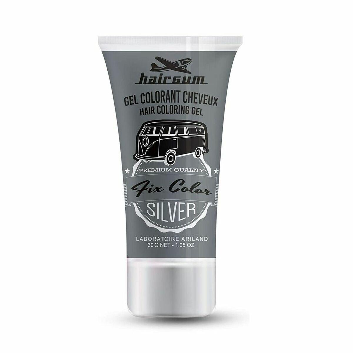 Coloración No Permanente Hairgum Fix Color Plateado 30 ml Gel Fijador