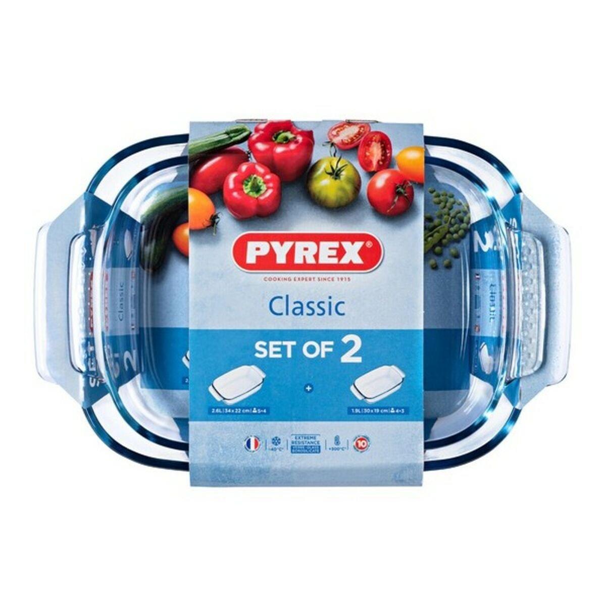 Set de Fuentes para Horno Pyrex Classic Transparente Vidrio (2 Unidades)
