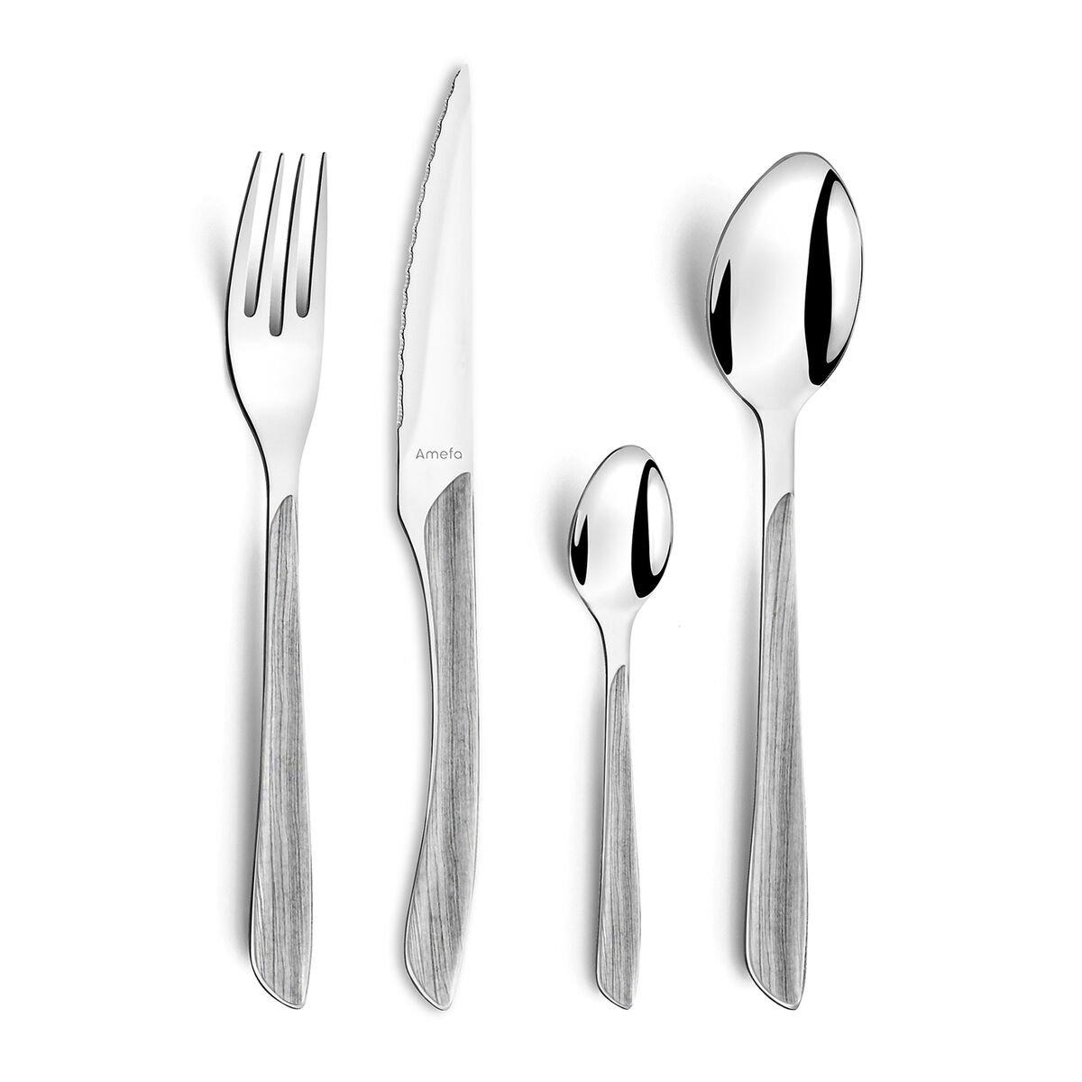 Cubertería Amefa Eclat Gris Metal Acero Inoxidable 24 Piezas