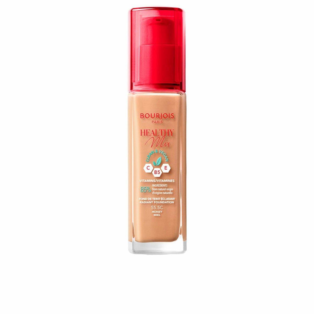 Base de Maquillaje Fluida Bourjois Healthy Mix Nº 55.5 Nº 555-Honey 30 ml