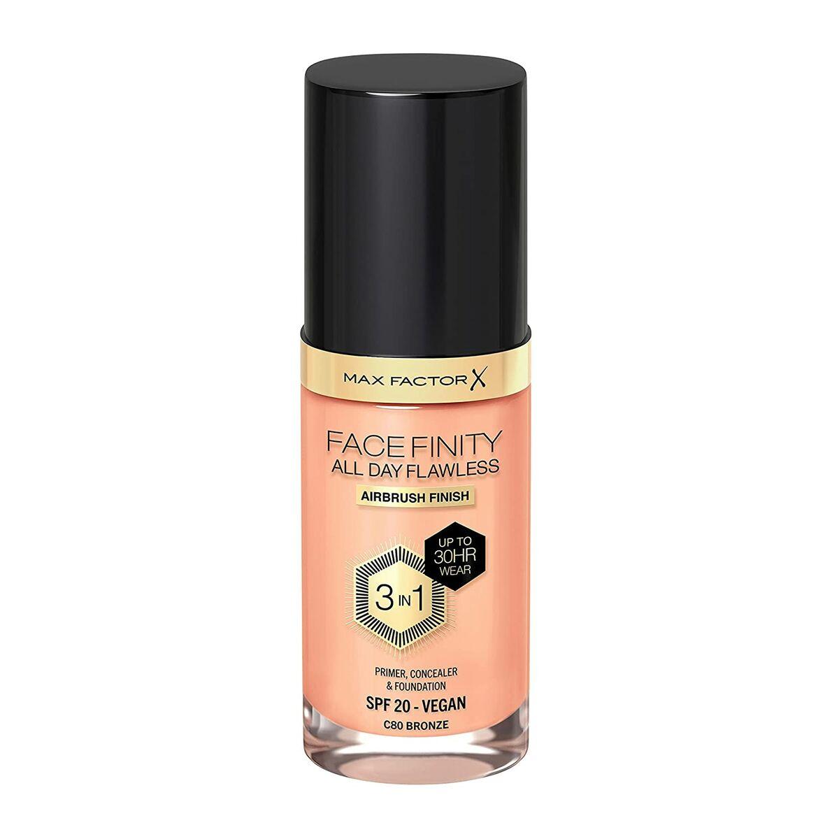 Base de Maquillaje Cremosa Max Factor Facefinity Nº 80-bronze Nº 80 Bronze Spf 20 30 ml 3 en 1
