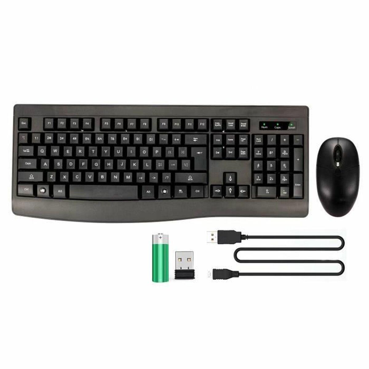 Teclado y Ratón Bluestork Clavier Souris Sans Fil Negro