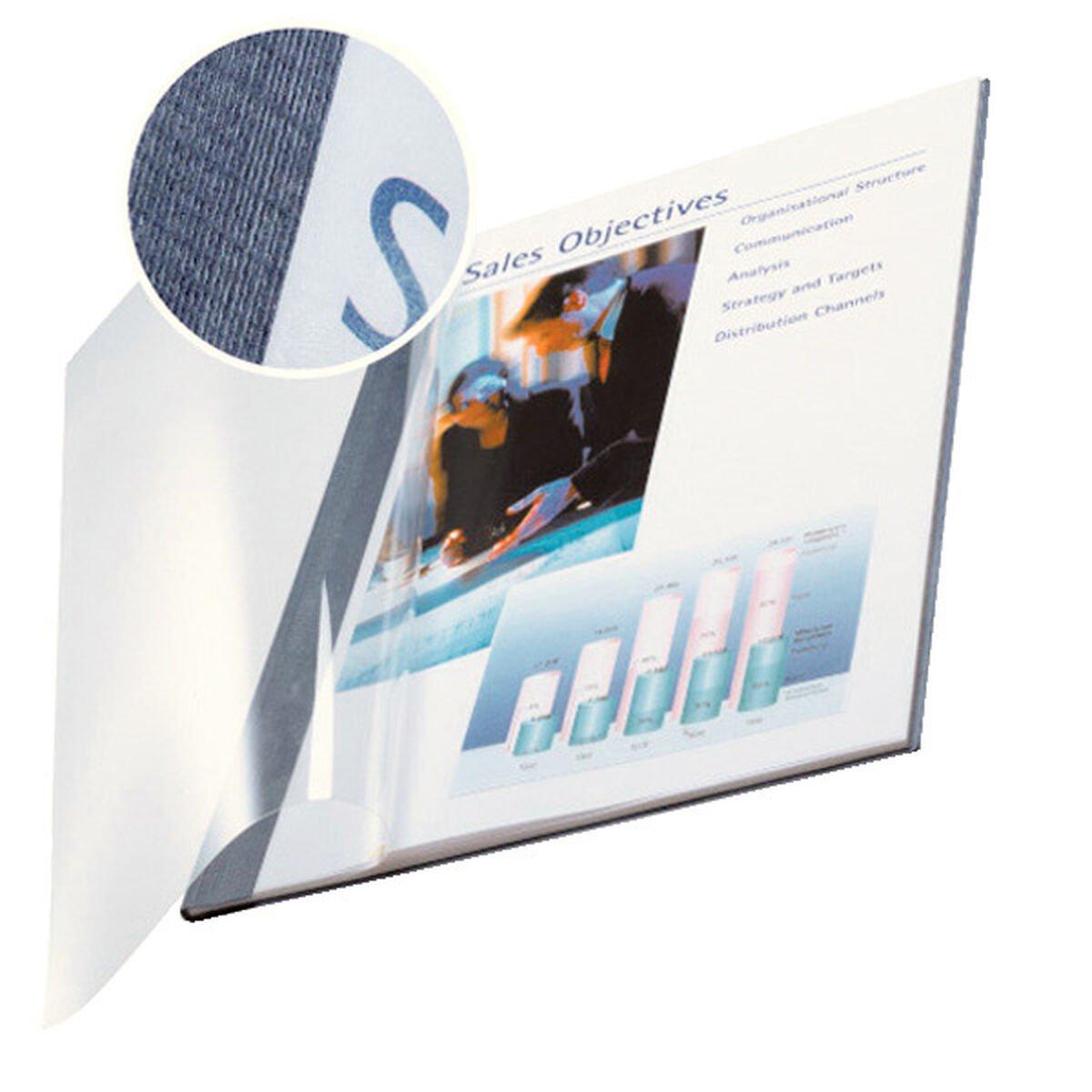 Portadas de encuadernación Leitz impressBIND Azul Transparente A4 Lino Cartón PET