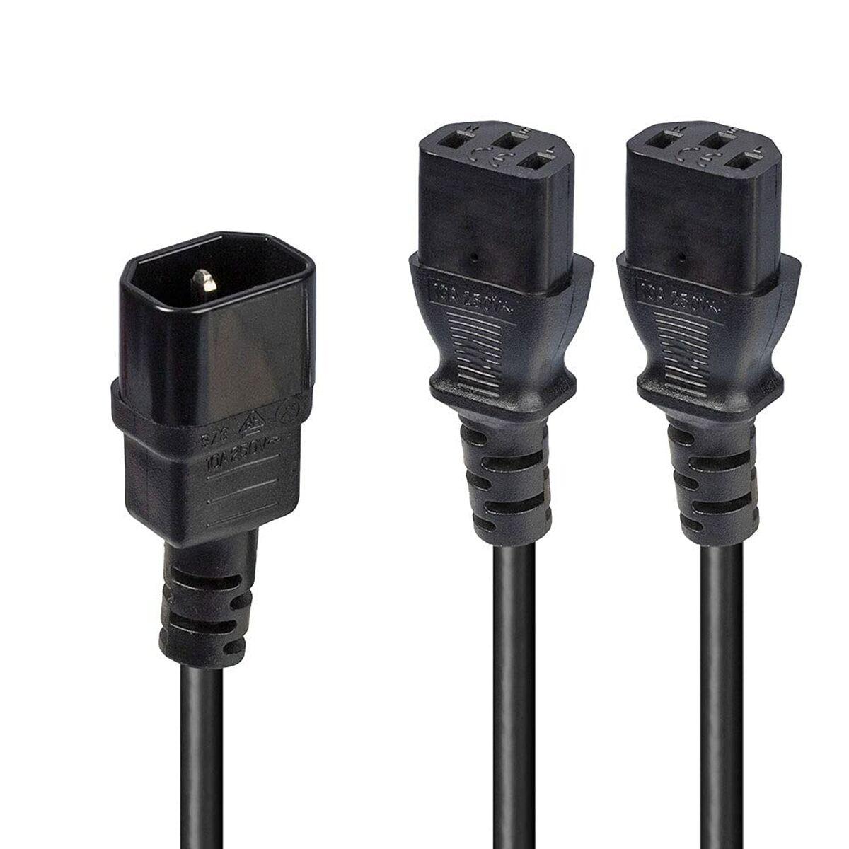 Cable Alimentación C14 2X C13 LINDY 5 m Negro