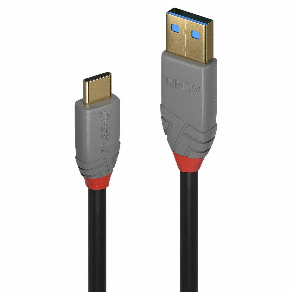 Cable USB A a USB-C LINDY 1,5 m Negro
