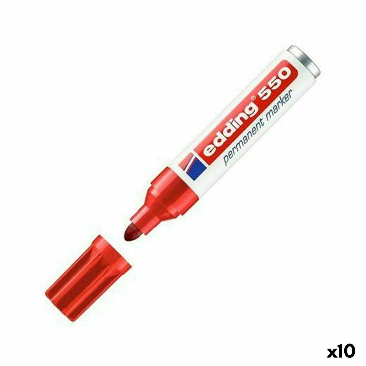 Rotulador permanente Edding 550 Rojo (10 Unidades)