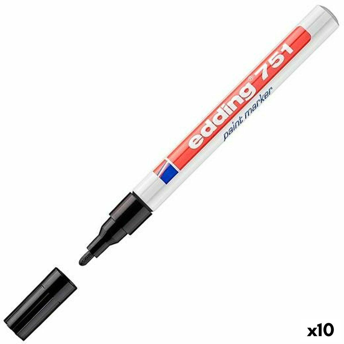 Rotulador permanente Edding 751 Negro (10 Unidades)