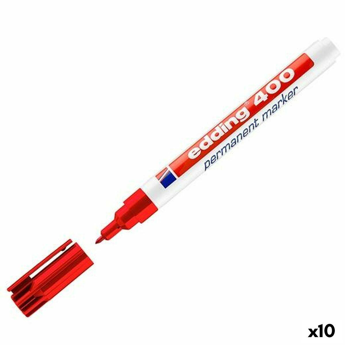 Rotulador permanente Edding 400-02 Rojo 1 mm (10 Unidades)