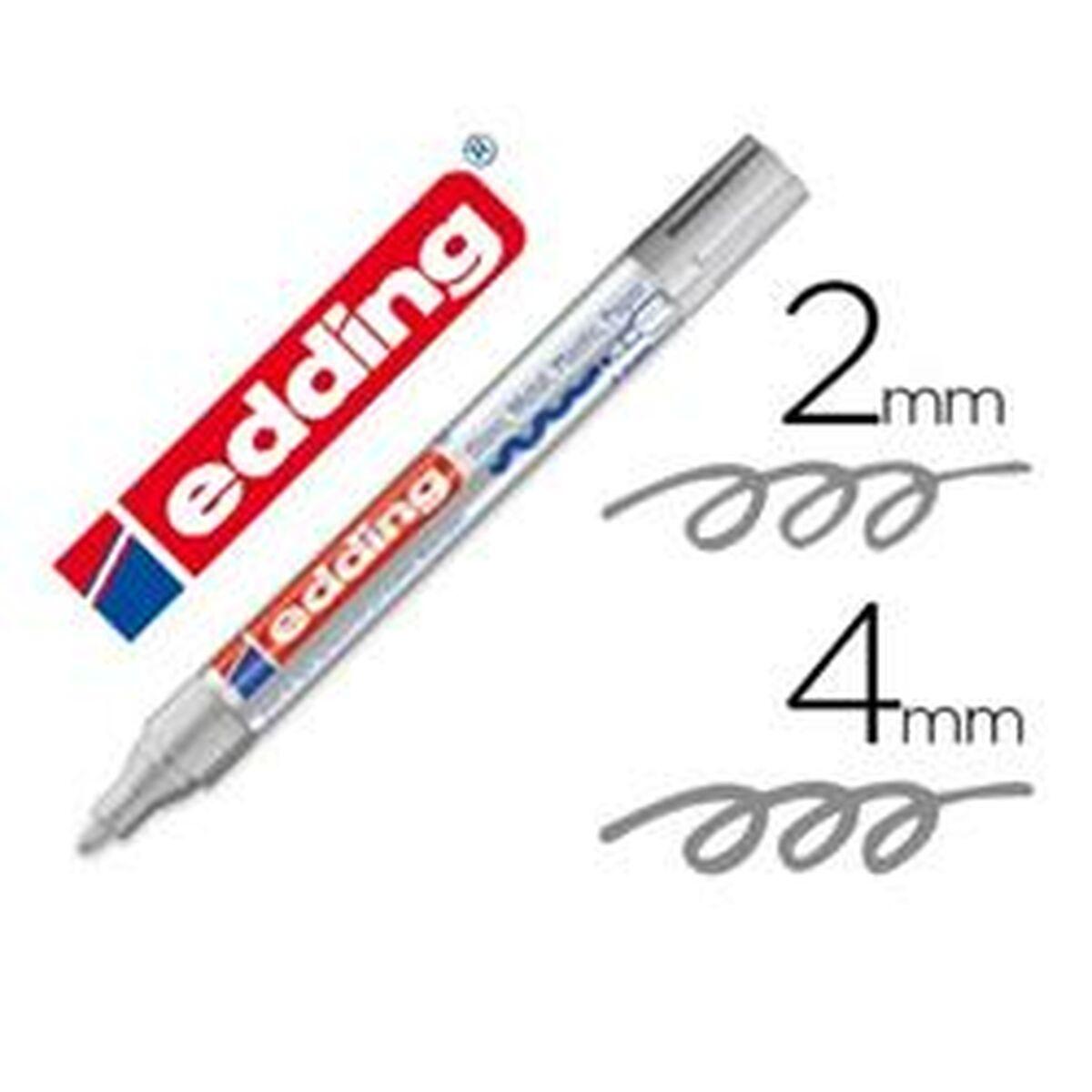 Rotulador permanente Edding Plateado 2-4 mm (10 Unidades)