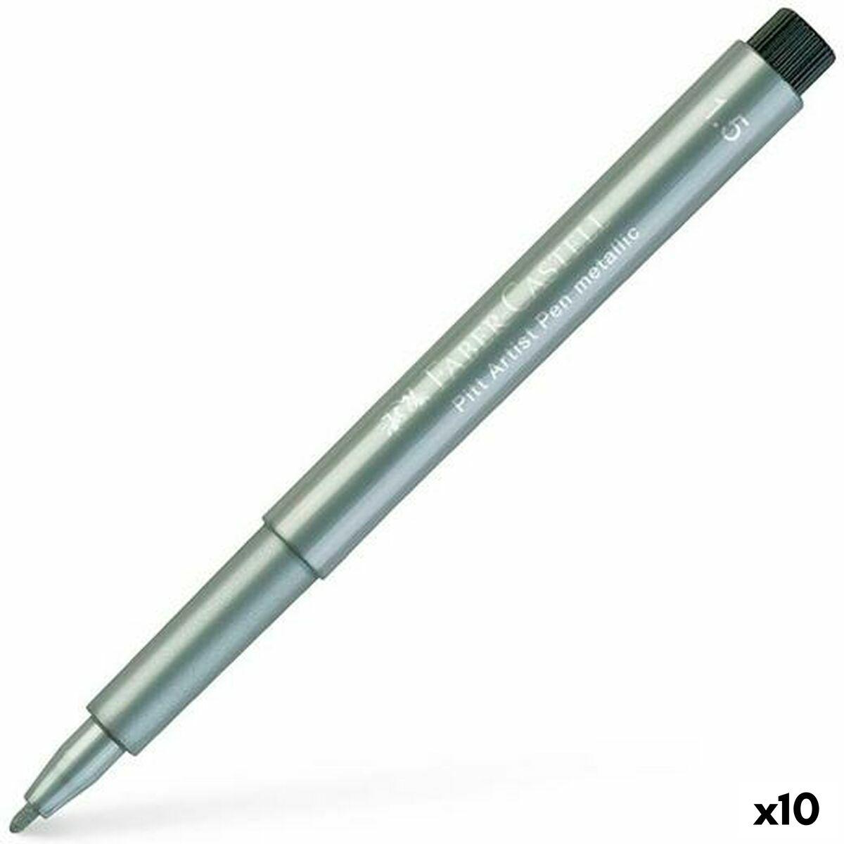 Rotuladores Faber-Castell Pitt Artist Metalizado Plateado (10 Unidades)